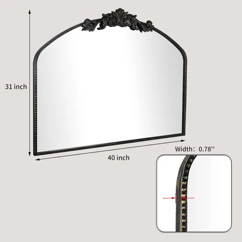 Miniatura 4 de AIXI HOME - Espejo de pared arqueado negro antiguo de cuerpo entero, 22"x65", espejo de pie elegante vintage Arendahl con marco de metal