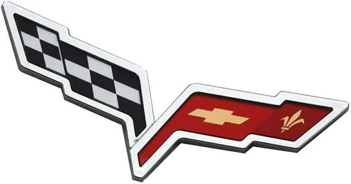 Miniatura 4 de Juego de par C6 Corvette 2005-2013, emblema para capó delantero y alerones cruzados traseros, adhesivo de reemplazo para Corvette, cromo, rojo
