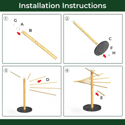 Miniatura 8 de Rejilla de secado de pasta plegable con varita de transferencia y 7 barras, fácil de transferir para secar pasta y cocinar, diseño de suspensión