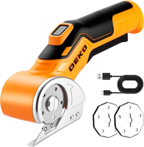 Miniatura 9 de Cortador de cartón de tijeras eléctricas inalámbricas: DEKOPRO 4 V 2000 mAh, cortador giratorio de energía recargable con bloqueo de seguridad