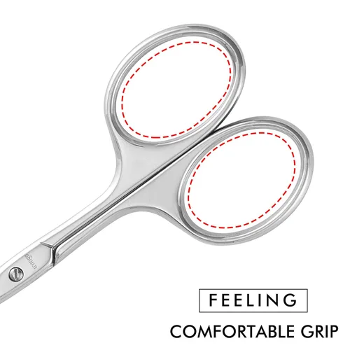 Miniatura 5 de LIVINGO Tijeras de pelo nasal curvadas y redondeadas de 3.75", de acero inoxidable premium con seguridad, hojas pequeñas para manicura, cutícula