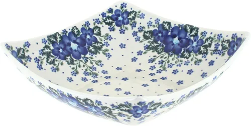 Miniatura 5 de Blue Rose Polish Pottery – Plato cuadrado Atlantis amarillo – 8 x 8 pulgadas – Hermoso cuenco para servir para ocasiones especiales, cenas o comidas