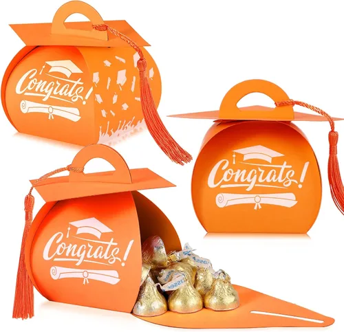 Miniatura 7 de TaoBary 30 cajas de dulces con tapa de graduación 2026, cajas de graduación de graduación, regalos de fiesta con borlas centros de mesa para Rojo