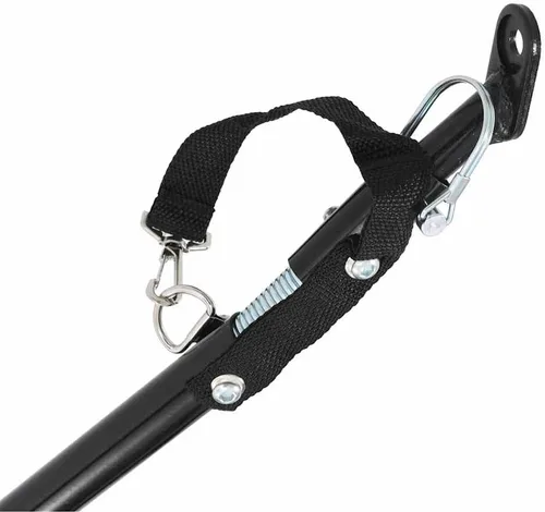 Miniatura 8 de Remolque de bicicleta para mascotas 2 en 1 y cochecito para perros pequeños, diseño rojo/negro con ruedas giratorias 360, tela Oxford duradera, base