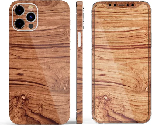 Miniatura 3 de DesignSkinz Kit de calcomanías de cuerpo completo compatible con iPhone 15 Plus, madera natural de lujo V2
