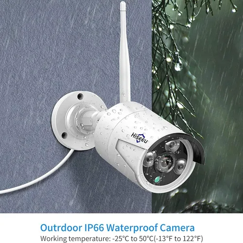 Miniatura 6 de Hiseeu Cámara Adicional Paquete de 2 Cámaras de Seguridad Inalámbricas para Exteriores de 3MP, Impermeables para Exteriores e Interiores Lente