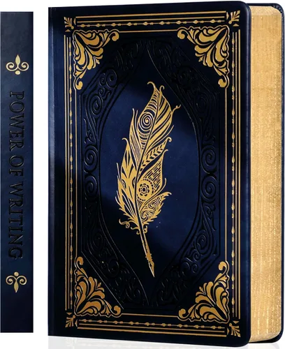 CAGIE - Cuadernos de anotaciones de tapa dura de 320 páginas encuadernados en cuero vintage para mujeres y hombres, tamaño A5, cuadernos Azul