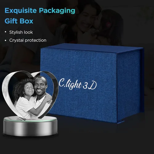 Miniatura 6 de Foto de corazón de cristal, regalo personalizado con tu propia foto, imagen grabada con láser 3D, regalo personalizado de cristal, regalo único