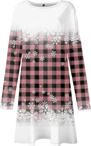 Miniatura 3 de Vestidos para mujer, de moda, casual, color sólido, cuello redondo, manga larga, vestido maxi de gran