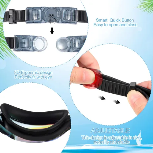 Miniatura 4 de Fabbay Paquete de 6 gafas de natación antivaho sin fugas, protección completa, para adultos, mujeres, hombres y jóvenes Color fresco