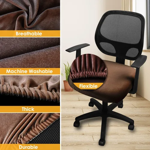 Miniatura 3 de Yikko - Fundas de asiento de terciopelo para silla de 14.96-18.89 pulgadas, con correas, fundas lavables para silla de oficina y computadora