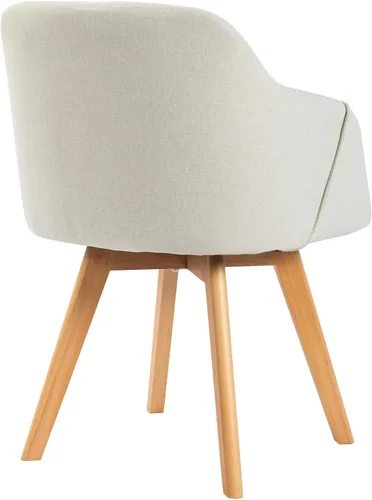 Miniatura 9 de Juego de 2 sillas de comedor giratorias, modernas de mediados de siglo con brazos y patas de madera, sillas de cocina tapizadas de tela de lino