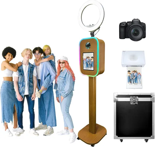 Miniatura 12 de Máquina portátil de cabina de fotos 2 en 1 - Compatible con iPad 10.2-13 y cámara DSLR, con funda de vuelo, control de aplicación RGB luz para Blanco