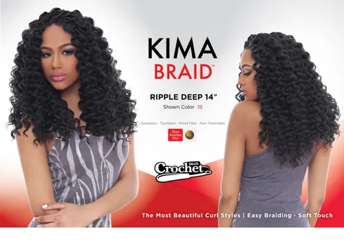 Miniatura 5 de Harlem 125 Trenzas de pelo sintético Kima Braid Ripple Deep 14 pulgadas (paquete de 3, 27)