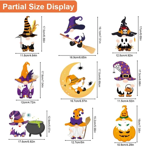Miniatura 5 de AUAUY Decoración de ventana de Halloween, 9 hojas, 70 unidades, calcomanías para ventana, imágenes de ventana de doble cara con calabaza