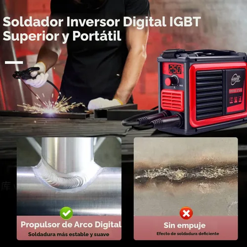 Miniatura 4 de Máquina de Soldadura, Máquina Soldadora MMA-250A 110V Mejorada, Soldadora de Electrodo Portátil IGBT con Pantalla Digital LCD, Soldadora de Arco