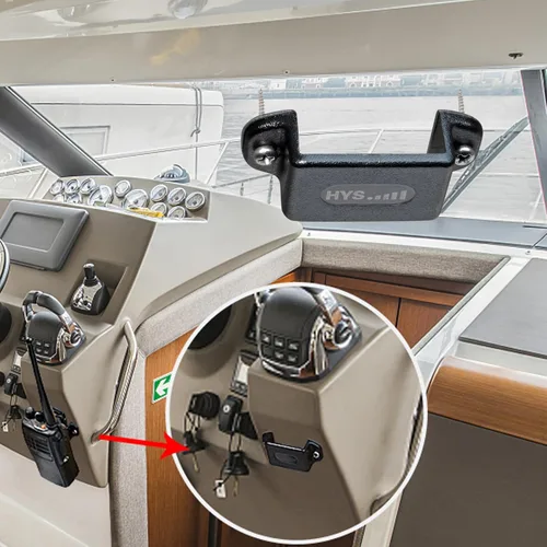 Miniatura 6 de HYS Soporte de montaje de coche de radio de un solo lado, kit de montaje de radio de coche con tornillos para radio CB de mano y Walkie Talkie UHF