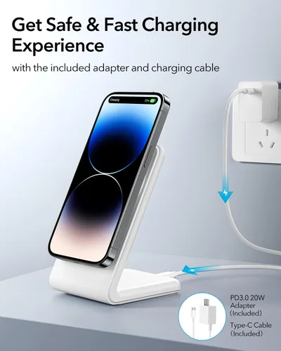 Miniatura 4 de Meifigno Cargador inalámbrico magnético diseñado para iPhone 16 Pro Max/15/14/13/12 Series, carga rápida con adaptador PD 20W USB-C y cable, Único