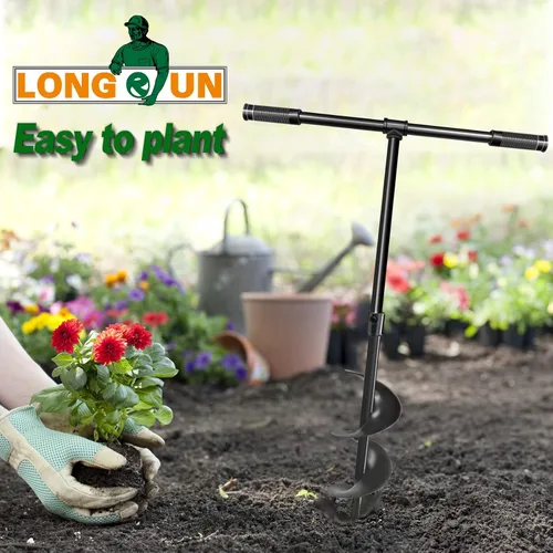 Miniatura 5 de LONGRUN Broca manual de excavación de agujero de jardín, taladro manual para plantar, maceta en espiral para bombilla, flor, árbol, plántulas