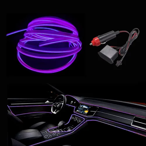 Miniatura 17 de MaxLax Tira de Iluminación LED de Neón Azul para Interior de Auto - 9.84 Pies de Cable EL de 12V Flexible con Protección de Fusible Integrada