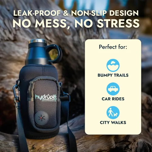 Miniatura 3 de Hydropet Botella de agua portátil para perros (32 onzas), botellas aisladas de viaje para perros y gatos, acero inoxidable, cuenco de comida