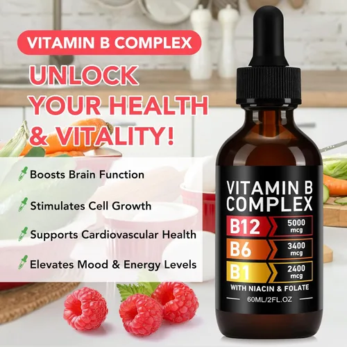 Miniatura 2 de Frovetani - Complejo orgánico de vitamina B para mujeres, 2 unidades líquidas Vitamina B12 Metilcobalamina, vitamina B6, B1, B9, apoyo metabólico