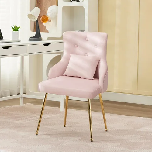 Miniatura 26 de Silla de tocador de terciopelo, silla de comedor tapizada para dormitorio, comedor, sala de maquillaje, silla moderna para sala de estar con patas