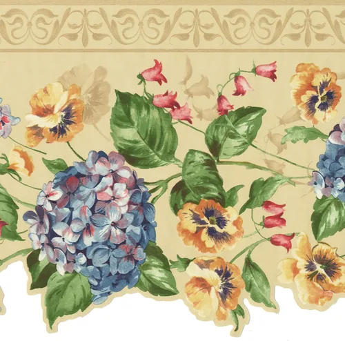 CONCORD WALLCOVERINGS ™ Papel Pintado Frontera Patrón Floral Flores Hojas Adornos, Borde Troquelado Para Casa De Campo Dormitorio Sala De Estar,