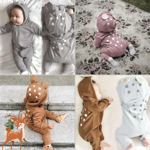 Miniatura 37 de Simplee Kids Enterizo con diseño de conejo de Pascua con capucha, para bebé, overol con cremallera y orejas largas