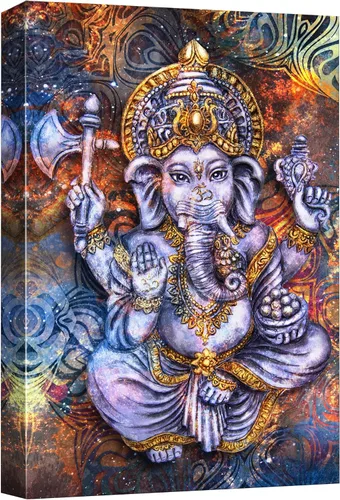 Miniatura 12 de wall26 Lienzo impreso para pared, escultura de Dios hindú Ganesha, fotografía cultural espiritual y religiosa, primer plano tradicional, multicolor