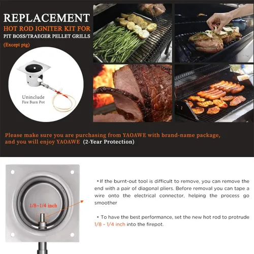 Miniatura 3 de YAOAWE Kit de repuesto para barras calientes para parrillas de pellets Traeger, piezas de repuesto para encendedor de ahumador, también compatible