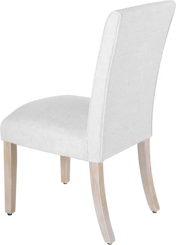 Miniatura 6 de Homepop Silla de comedor con detalle festoneado, sillas de comedor Parsons tapizadas, muebles decorativos para el hogar, tejido texturizado crema