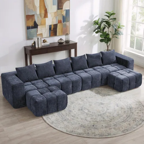 Miniatura 38 de Sofá biplaza modular sin huesos de 78.7 pulgadas, sofá de nube copetudo con asiento profundo, sofá de felpilla para sala de estar, sofá comprimido
