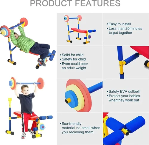 Miniatura 5 de Fun and Fitness Equipo de bicicleta estática para niños, equipo de ejercicio ajustable para niños y fitness, equipo de entrenamiento para niños
