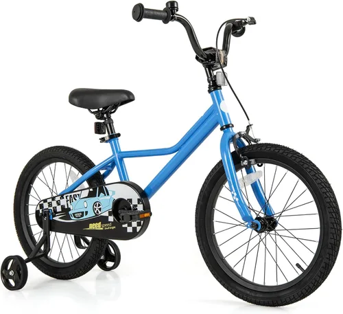 Miniatura 12 de BABY JOY Bicicleta para niños, 12, 14, 16, 18 pulgadas, bicicleta deportiva con ruedas de entrenamiento extraíbles, frenos de mano y posavasos