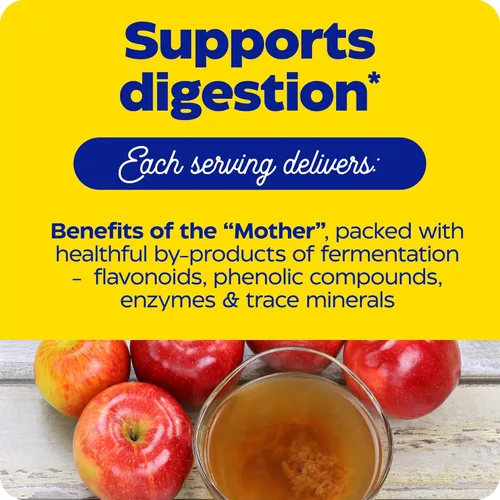 Miniatura 4 de Enzymedica Suplemento de vinagre de sidra de manzana para mujeres y hombres, gomitas de vinagre de sidra de manzana con madre, 1000 mcg de vitamina