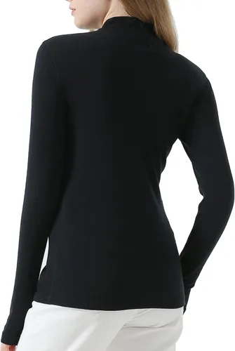 Miniatura 4 de Merino Protect Suéter 100% lana merino con cremallera de 14 para mujer, manga larga, capa base, 8.82 oz, ajuste entallado