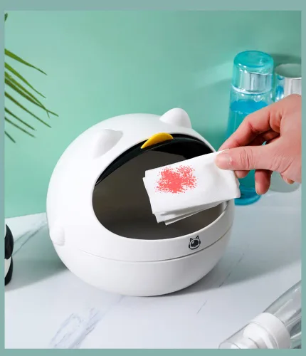 Miniatura 3 de Papelera de escritorio con tapa, mini cesta de basura para gatos, portátil, moderno, herramientas de limpieza para el hogar, oficina, sala de estar