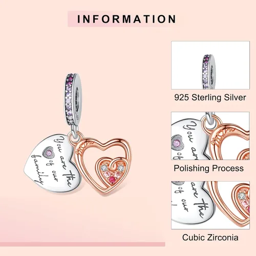 Miniatura 3 de La Menars Heart and Lock Married Couple 925 Sterling Silver Charms for Bracelets Silver Love Pendant Sister Friends Beads for Bracelets & Necklaces