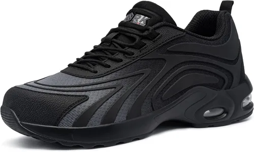 Miniatura 2 de LARNMERN Zapatos de punta de acero para mujer, con amortiguación de aire, zapatos de seguridad con puntera de seguridad, zapatos de trabajo cómodos