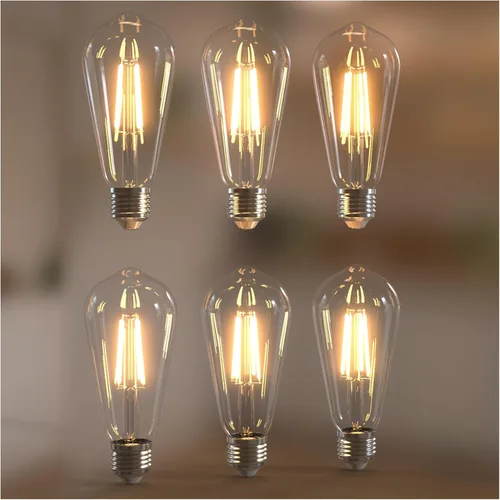 Bombillas Edison Jensense LED E26 de 6W equivalente a 60 vatios, bombillas LED vintage CRI90+ ST19, bombillas de luz clara regulables, 2700K blanco