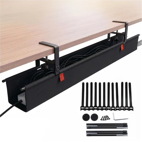 Miniatura 15 de Juego de 2 cajas organizadoras de cables para ocultar cables y regletas con clips, lazos y fundas reutilizables, diseño funcional, moderno, tamaños