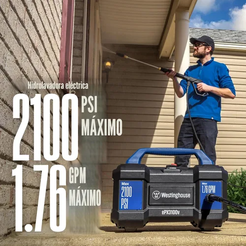 Miniatura 5 de Westinghouse ePX3100v - Lavadora a presión eléctrica, 2100 PSI máximo, 1.76 GPM máximo, asa de transporte incorporada, cañón de espuma desmontable
