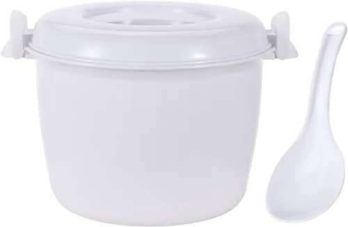 Miniatura 8 de YiZYiF Arrocera portátil para microondas, vaporizador multifuncional con paleta de arroz, color blanco, pequeño