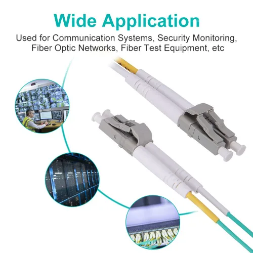 Miniatura 6 de Cable de conexión de fibra OM3 LC a LC de 0.7 ft, puente de fibra multimodo de 10 GB, LC-LC UPC dúplex MMF 50/125um, LSZH, para transceptor SFP