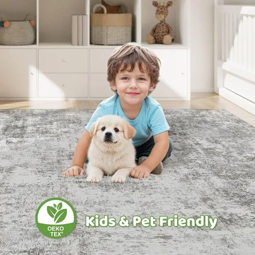 Miniatura 195 de Alfombra de pasillo lavable para cocina: 3 x 10 pies, antideslizante, abstracto, suave, moderno, resistente a las manchas, para interiores, piso
