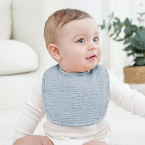 Miniatura 4 de Bearmoss Baberos para babeo y dentición, baberos de muselina 100% algodón para bebé niño y niña, ajustables, ultra absorbentes, paquete de 8 Iceberg
