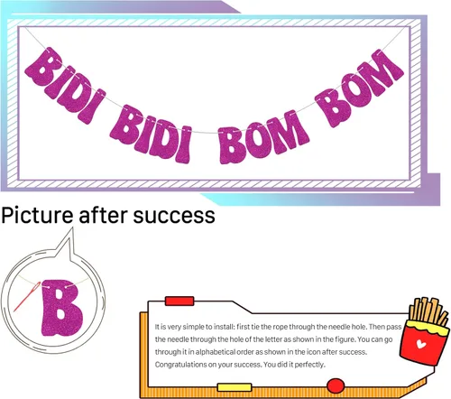 Miniatura 3 de Bidi Bidi Bom Bom Banner para despedida de soltera Baile latino mexicano Beat Latina Dance Music Beat Decoración Rosa Fuerte Glitter