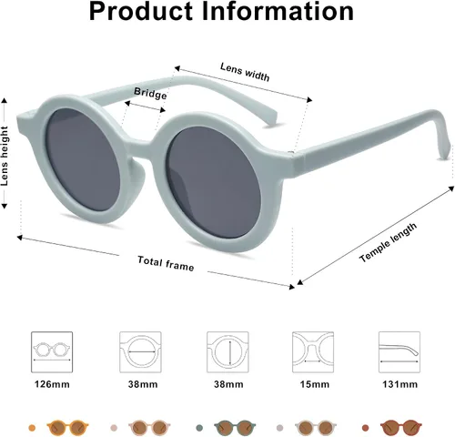 Miniatura 3 de SOJOS - Lentes de sol redondos polarizados para niños y niñas, protección ultravioleta 400 (UV400), lentes de sol para las vacaciones en la playa