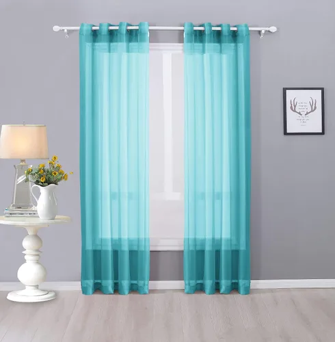 Miniatura 16 de Interior Trends Ariana - Juego de 2 cortinas de gasa transparente totalmente cosida con ojales (63 pulgadas de largo, beige)